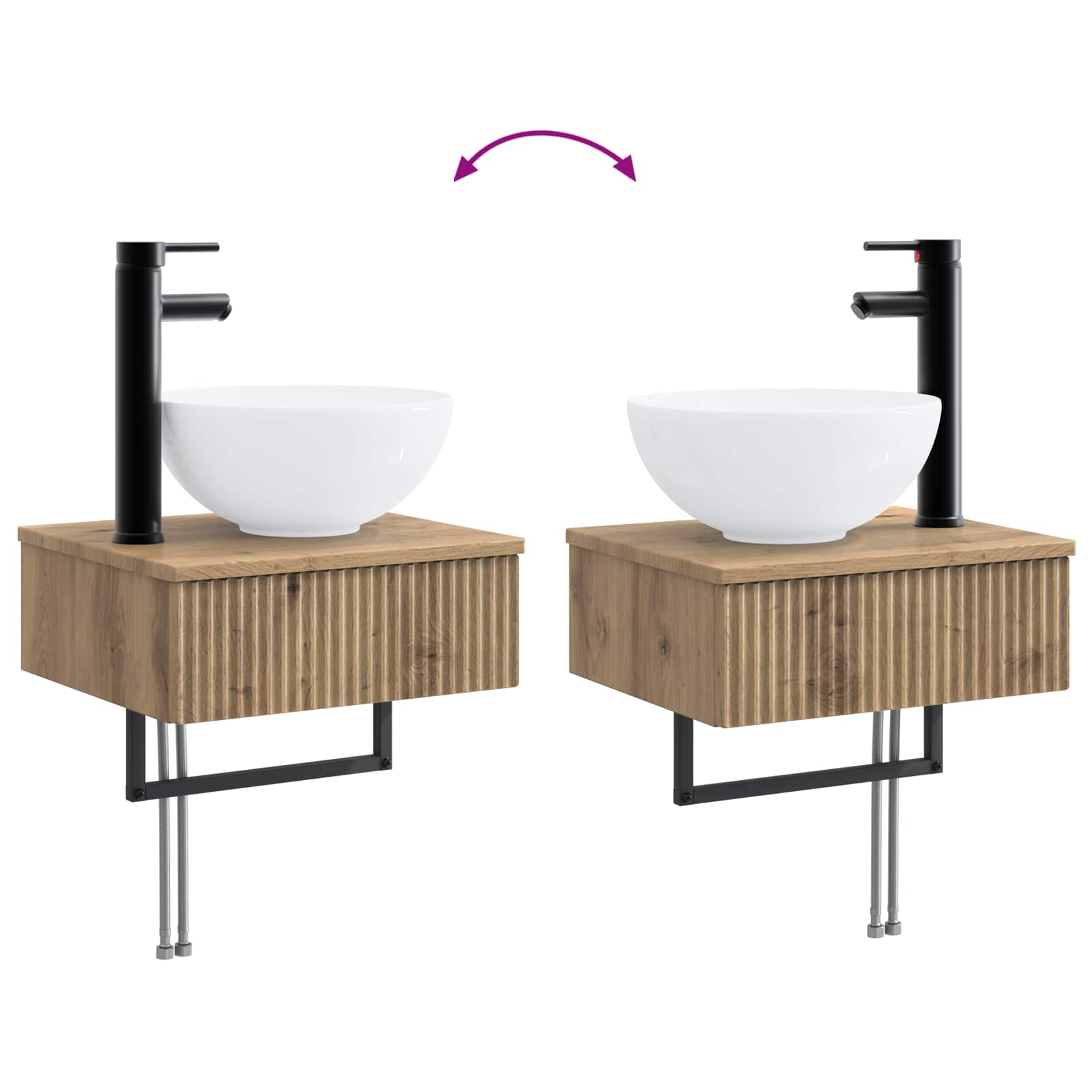 Badezimmermöbel-Set 6 pcs Artisan-Eiche Ingenieurholz und Glas