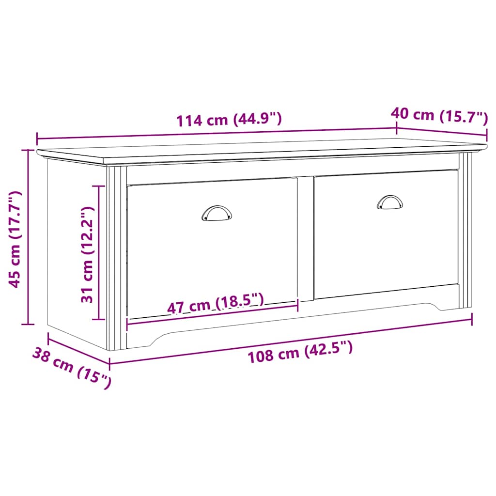 Flurbank BODO Honigbraun 118 x 40 x 50 cm Holzwerkstoff