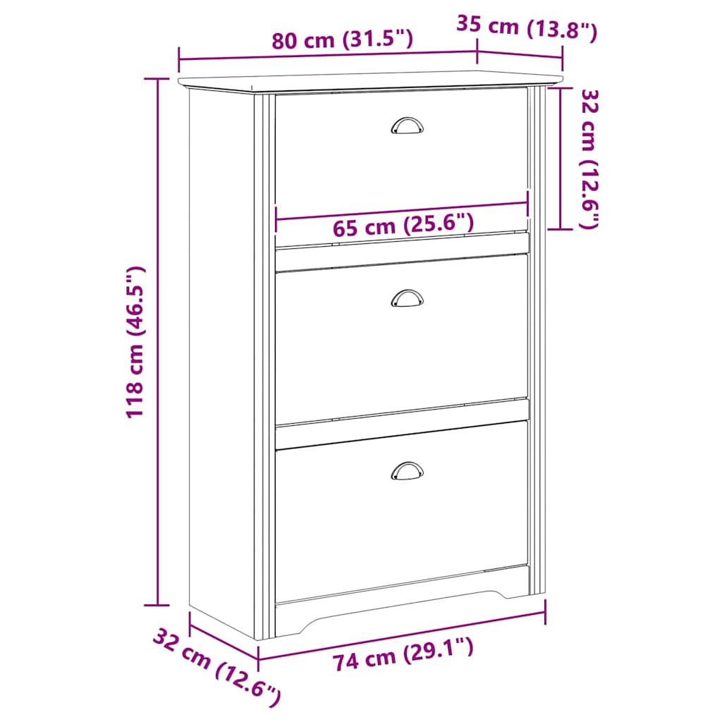 Schuhregal BODO Honigbraun 80 x 35 x 118 cm Holzwerkstoff