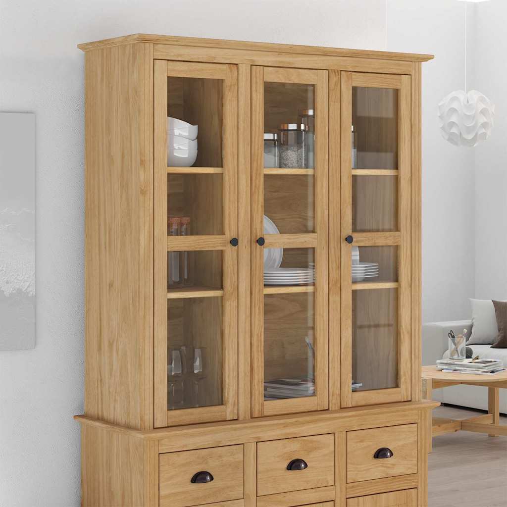 Schrank mit Glastüren BODO Honigbraun 115,5 x 38,5 x 117,7 cm