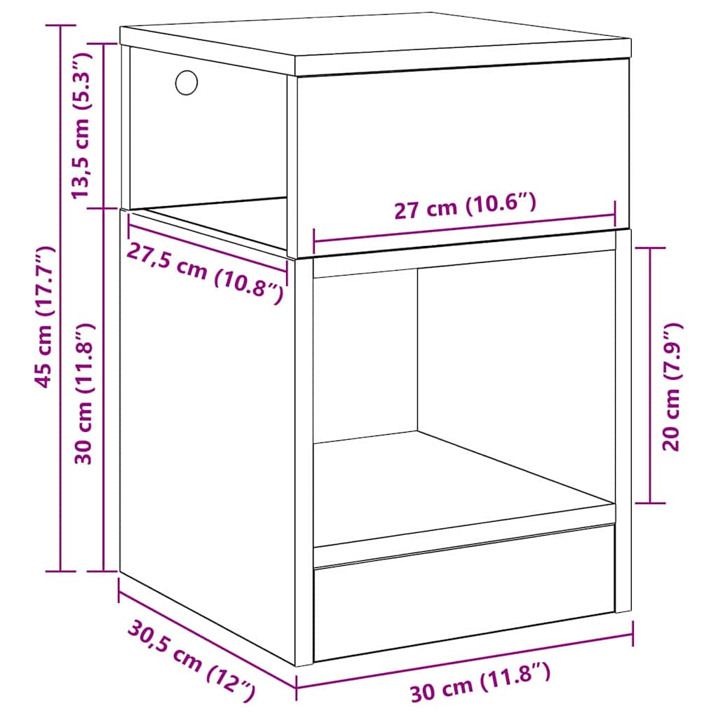 Beistelltisch Graues Sonoma 30,5 x 30 x 45 cm Holzwerkstoff