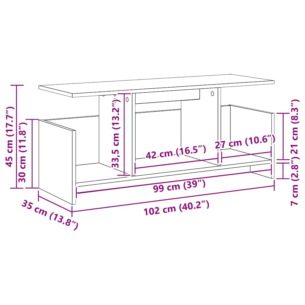 TV-Ständer Graues Sonoma 102 x 35 x 45 cm Holzwerkstoff