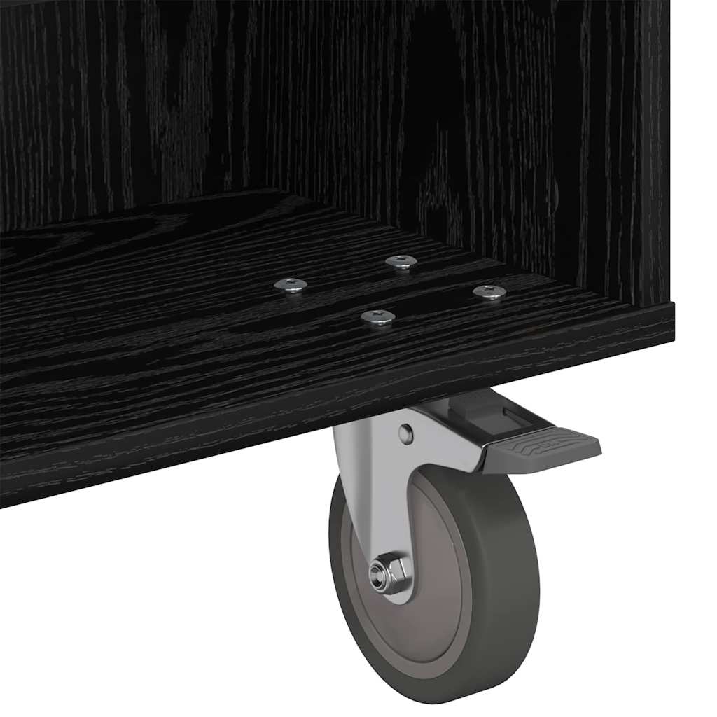 Beistelltisch mit Rädern Schwarz Eichen-Optik 90 x 50 x 30 cm