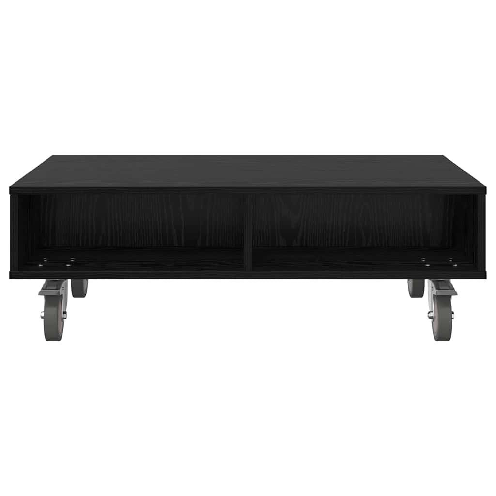 Beistelltisch mit Rädern Schwarz Eichen-Optik 90 x 50 x 30 cm