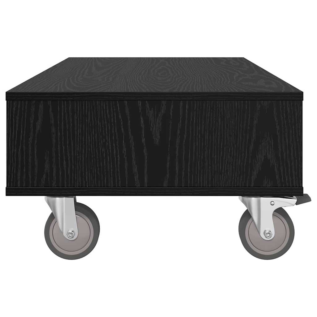 Beistelltisch mit Rädern Schwarz Eichen-Optik 90 x 50 x 30 cm