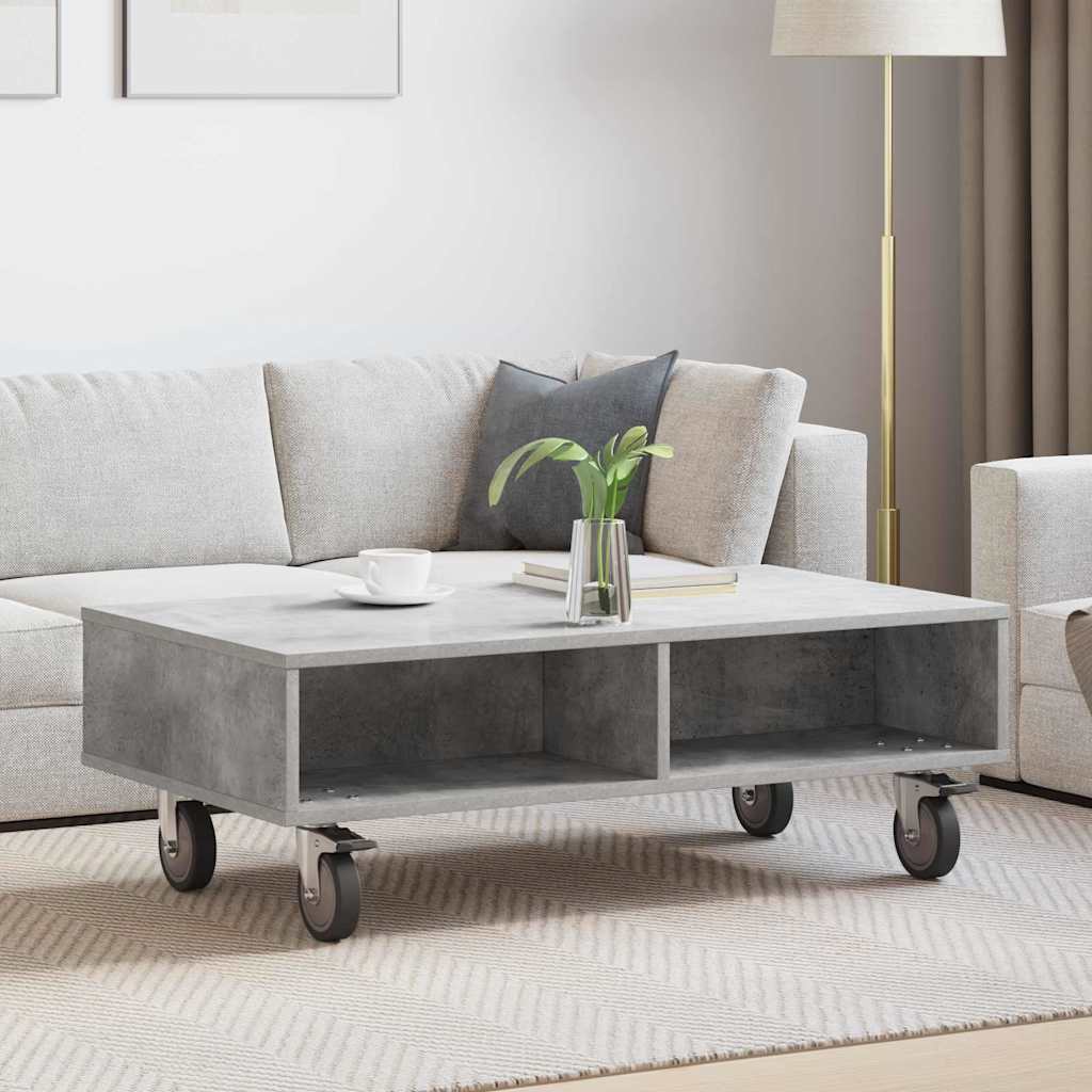 Beistelltisch mit Rädern Beton Grau 90 x 50 x 30 cm