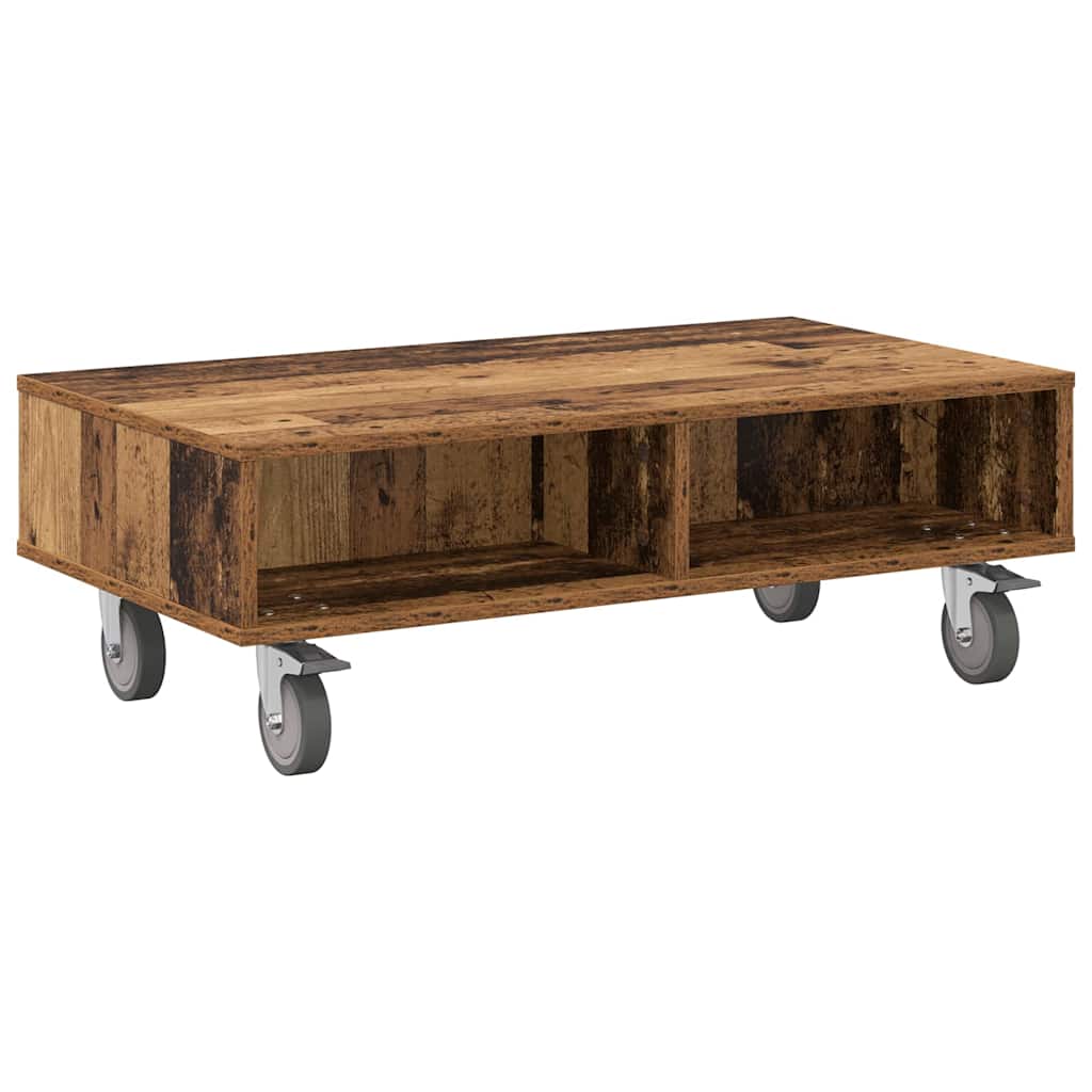 Beistelltisch mit Rädern Altholz 90 x 50 x 30 cm Holzwerkstoff
