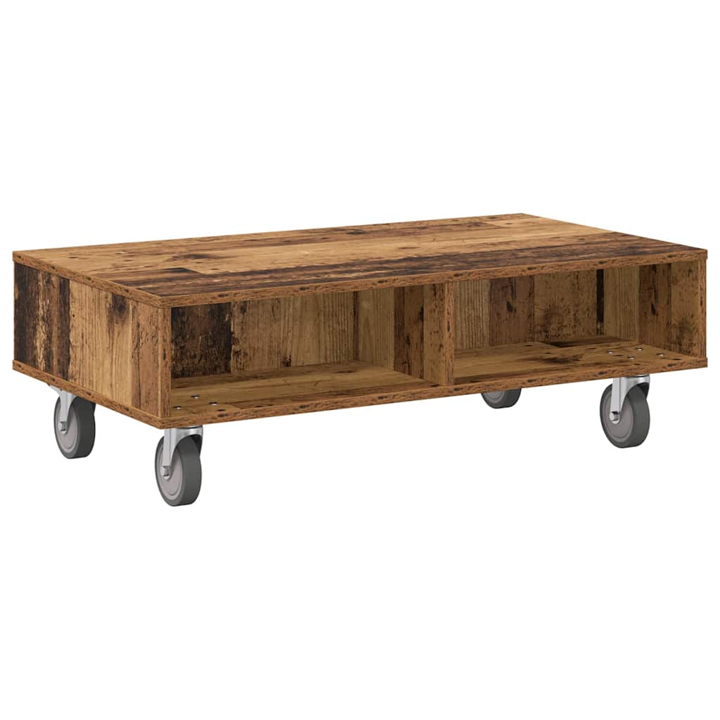 Beistelltisch mit Rädern Altholz 90 x 50 x 30 cm Holzwerkstoff