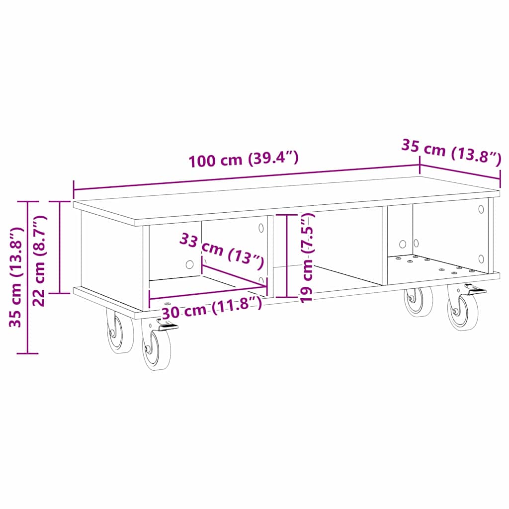 TV-Ständer Schwarz Eichen-Optik 100 x 35 x 35 cm Holzwerkstoff