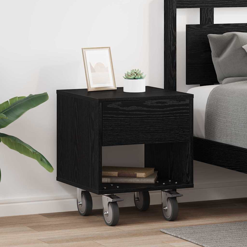 Nachttisch 2 pcs Schwarz Eichen-Optik 40,5 x 40 x 48 cm