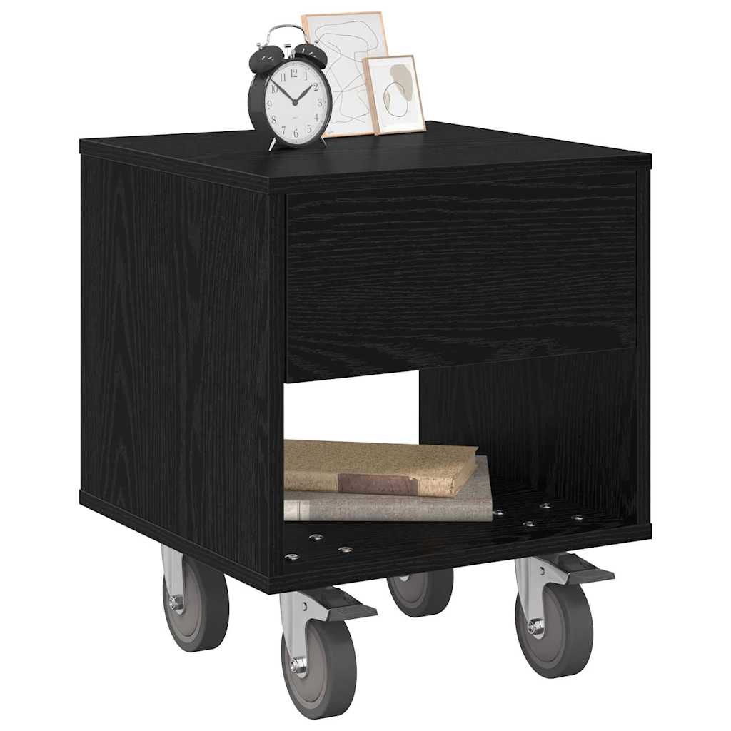 Nachttisch 2 pcs Schwarz Eichen-Optik 40,5 x 40 x 48 cm