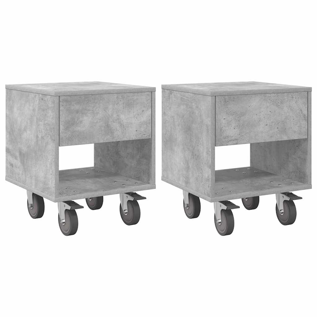 Nachttisch 2 pcs Beton Grau 40,5 x 40 x 48 cm Holzwerkstoff