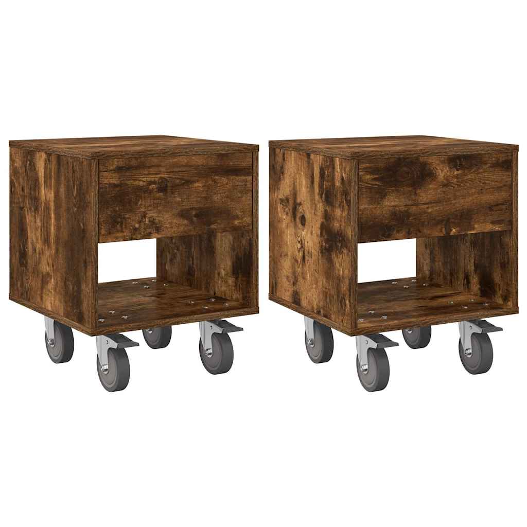 Nachttisch 2 pcs Geräucherte Eiche 40,5 x 40 x 48 cm