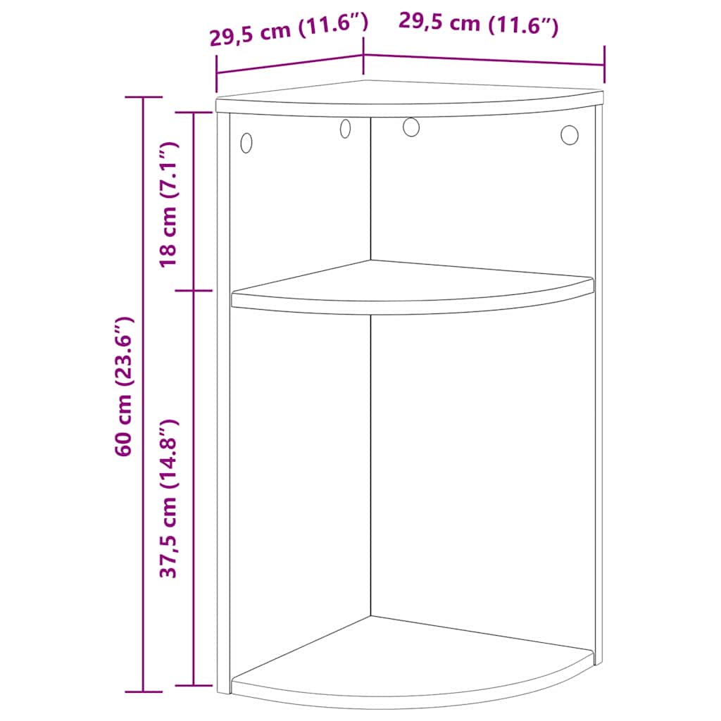 Beistelltisch Sonoma-Eiche 29,6 x 29,6 x 60 cm Holzwerkstoff