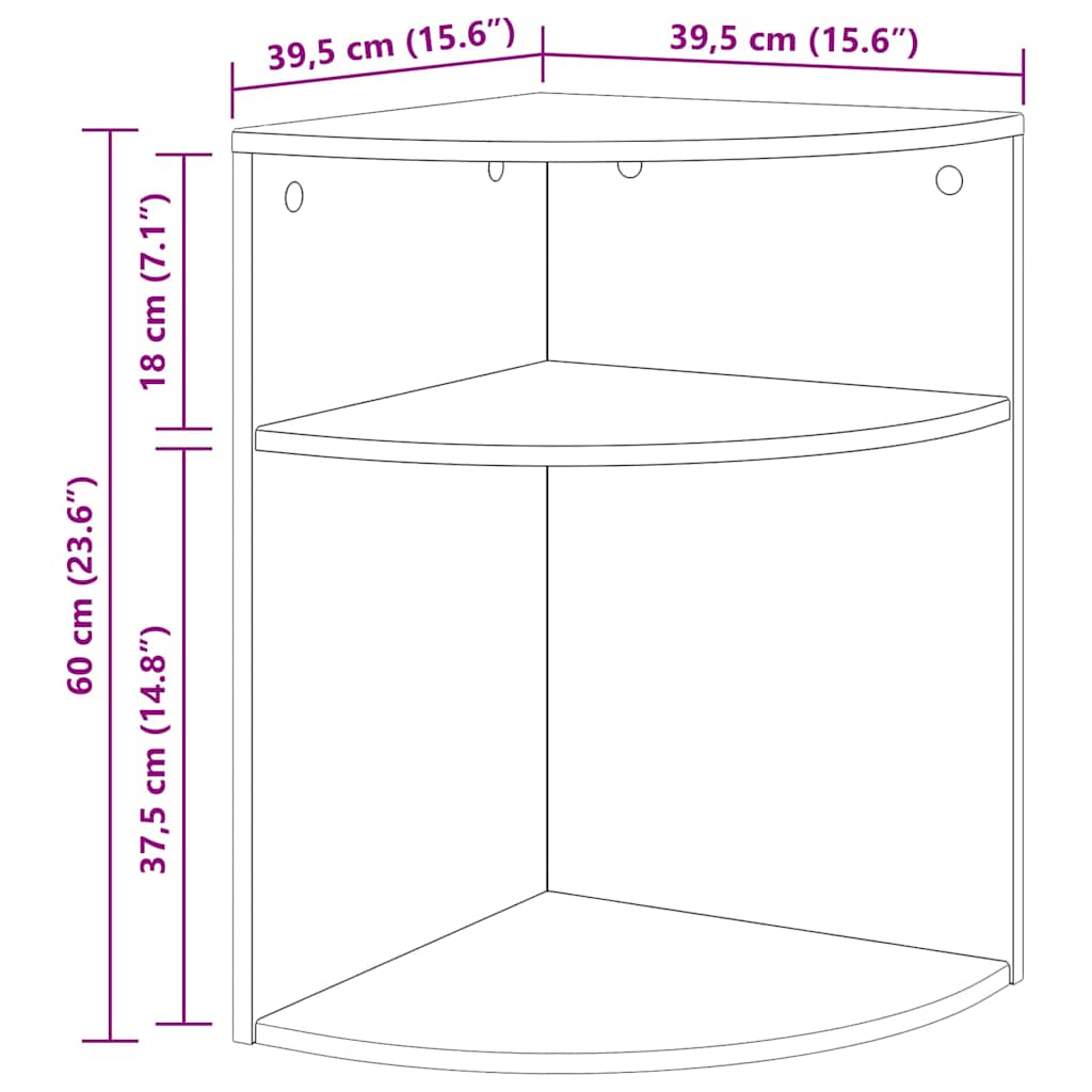 Beistelltisch Graues Sonoma 39,7 x 39,7 x 60 cm Holzwerkstoff