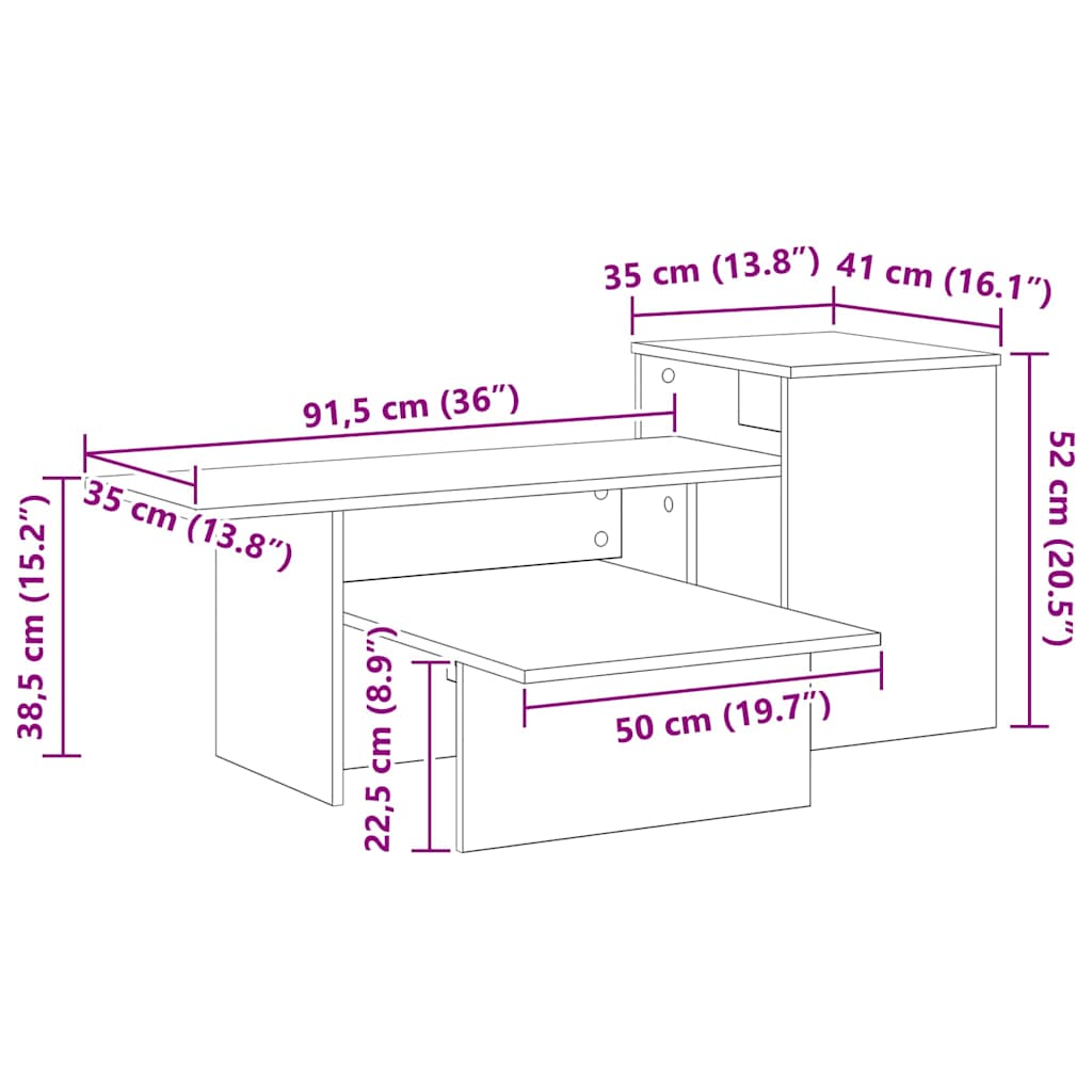 Konsolentisch Beton Grau 91,5 x 35 x 38,5 cm Holzwerkstoff