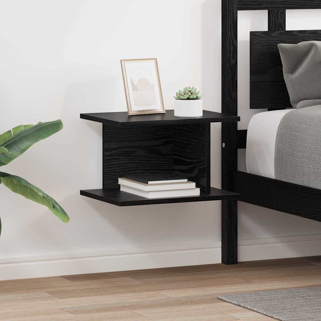 Nachttisch 2 pcs Schwarz Eichen-Optik 40 x 30 x 25 cm