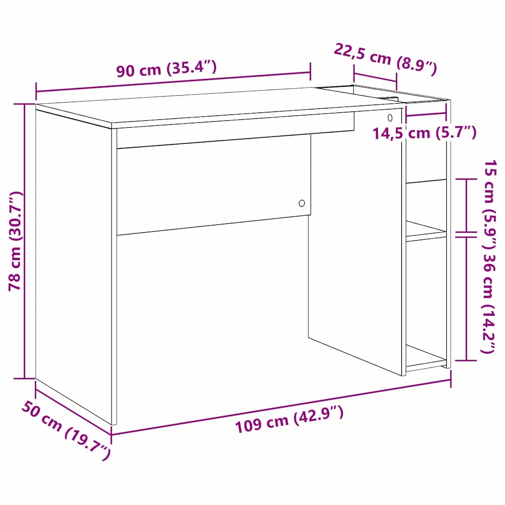 Schreibtisch Beton Grau 109 x 50 x 78 cm Holzwerkstoff