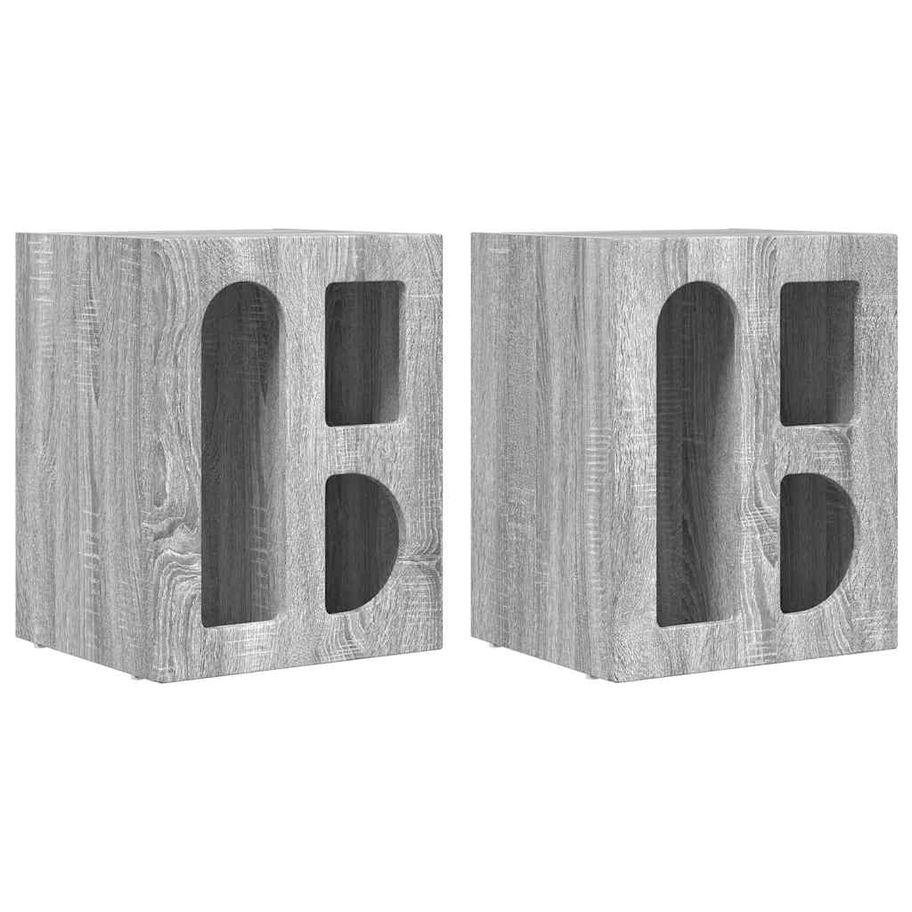 Nachttisch ELST 2 Stk. Graues Sonoma 40 x 35 x 50 cm