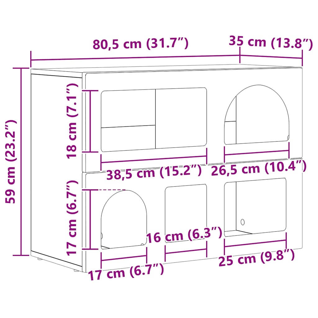 Sideboard Weiß 80,5 x 35 x 59 cm Holzwerkstoff