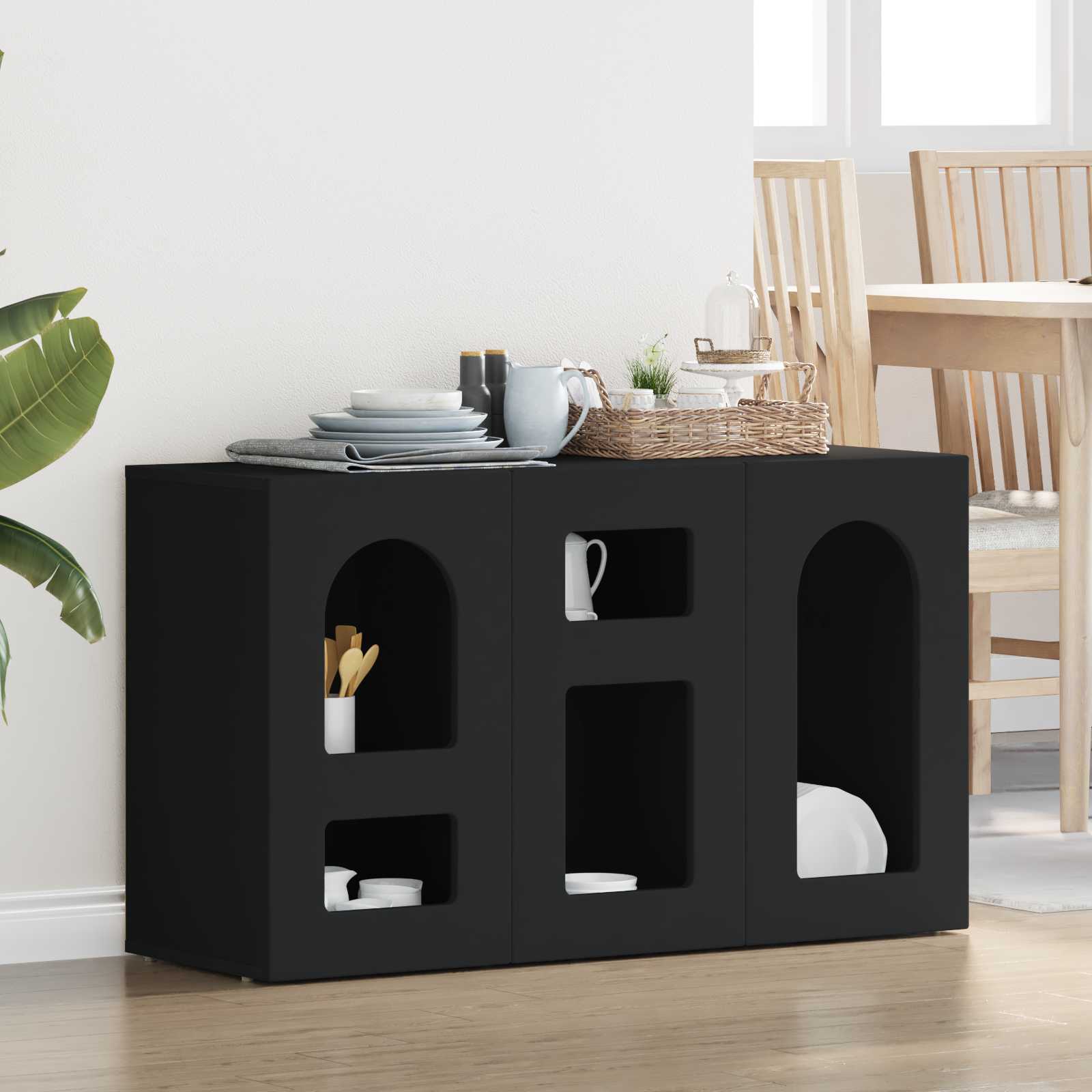 Sideboard Schwarz 100 x 35 x 59 cm Holzwerkstoff