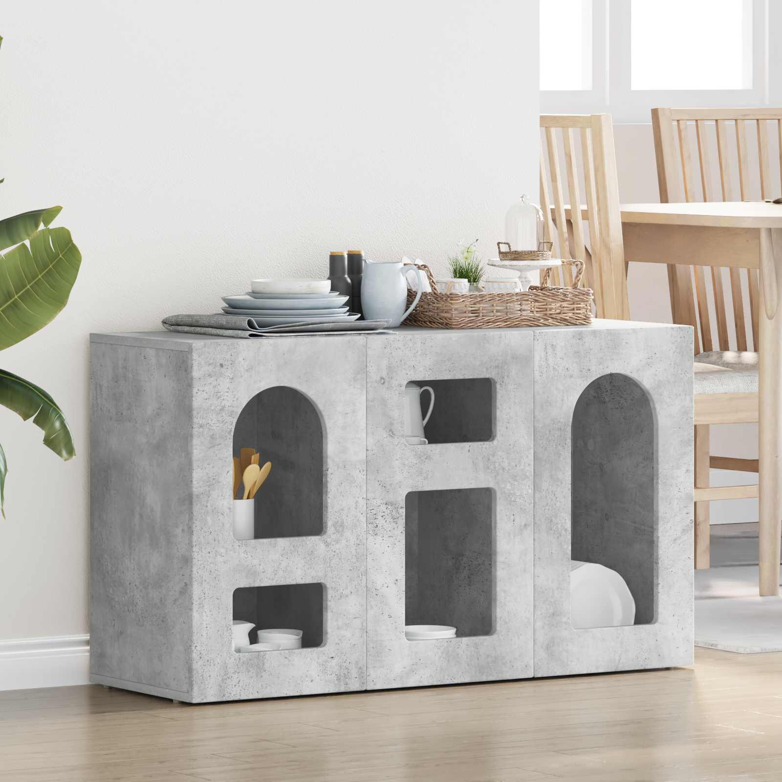 Sideboard Beton Grau 100 x 35 x 59 cm Holzwerkstoff
