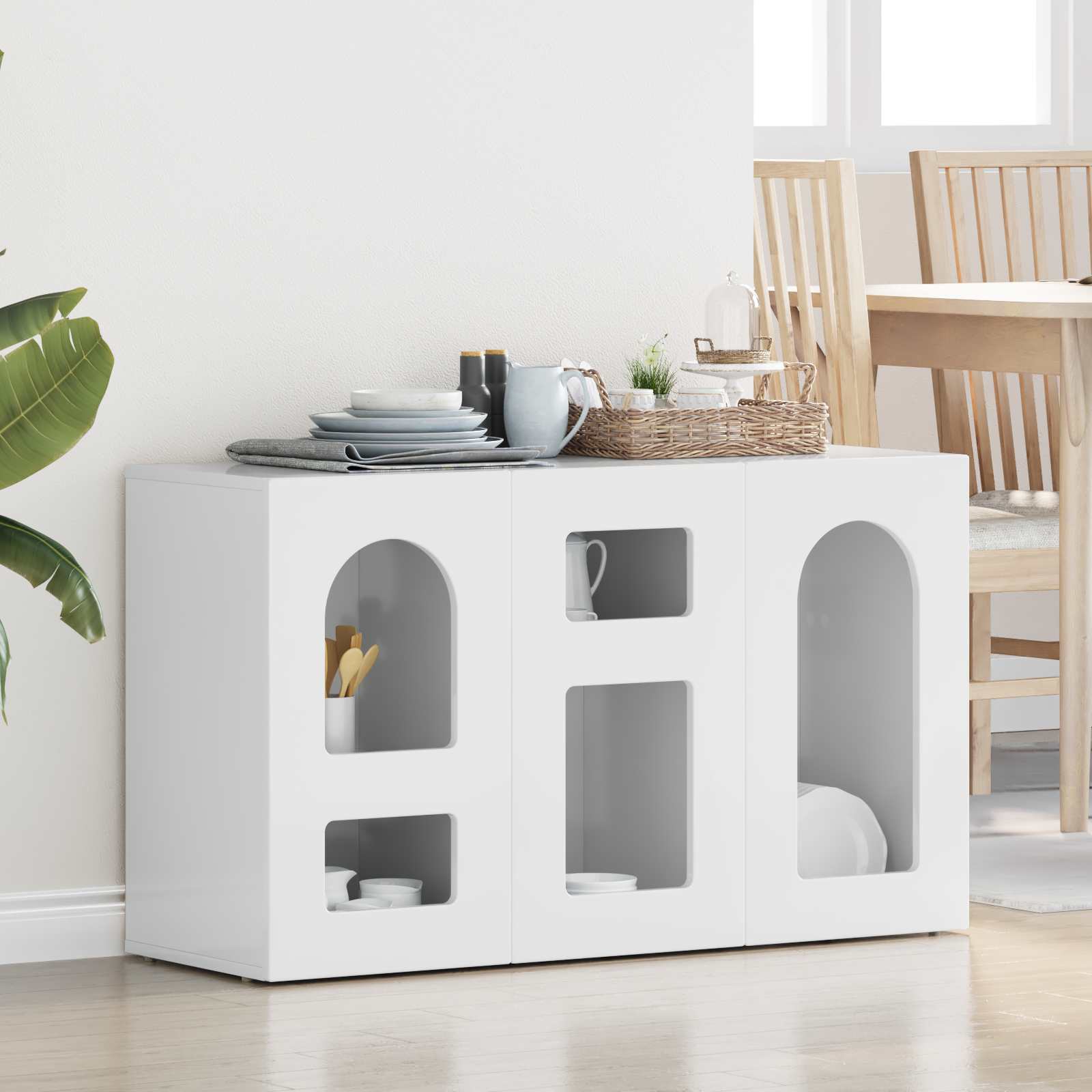 Sideboard Hochglanz Weiß 100 x 35 x 59 cm Holzwerkstoff
