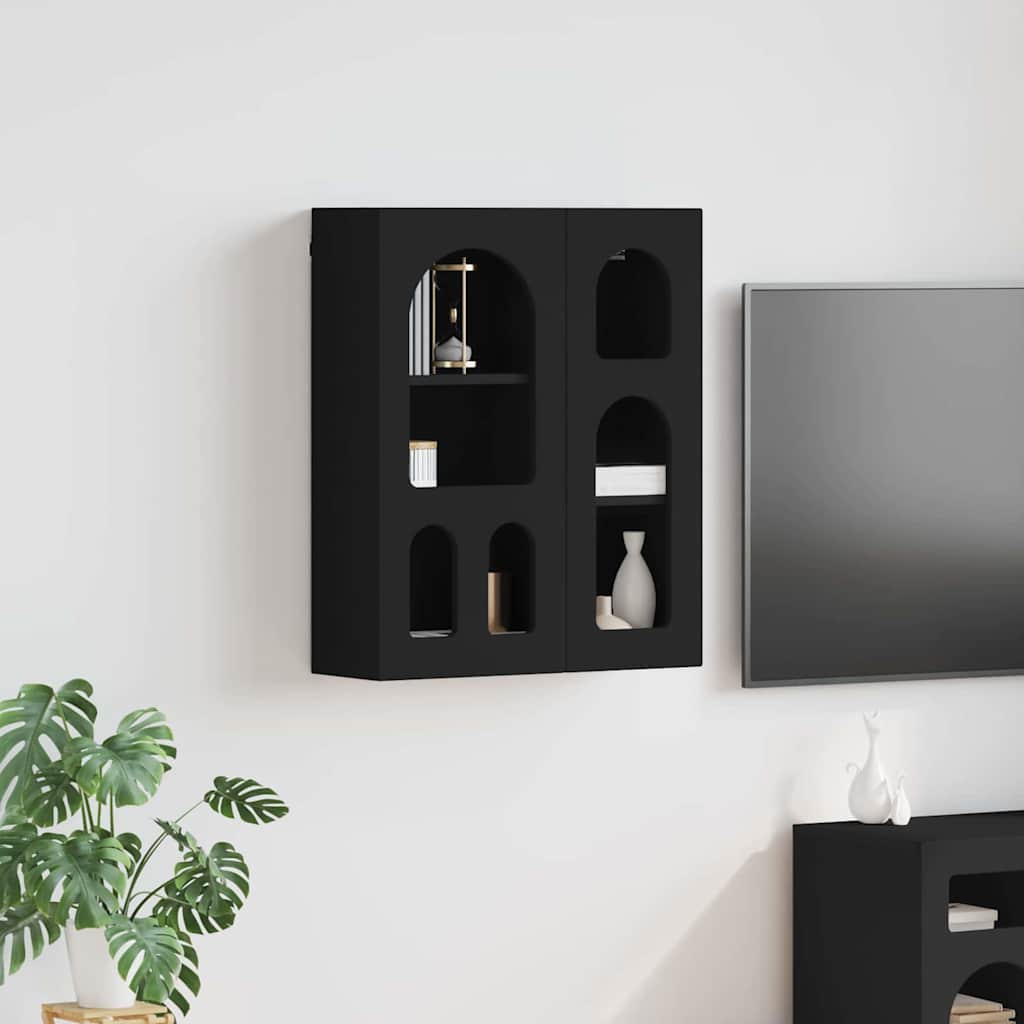 Hängeschrank mit Regal Schwarz 59 x 20 x 71,5 cm Holzwerkstoff
