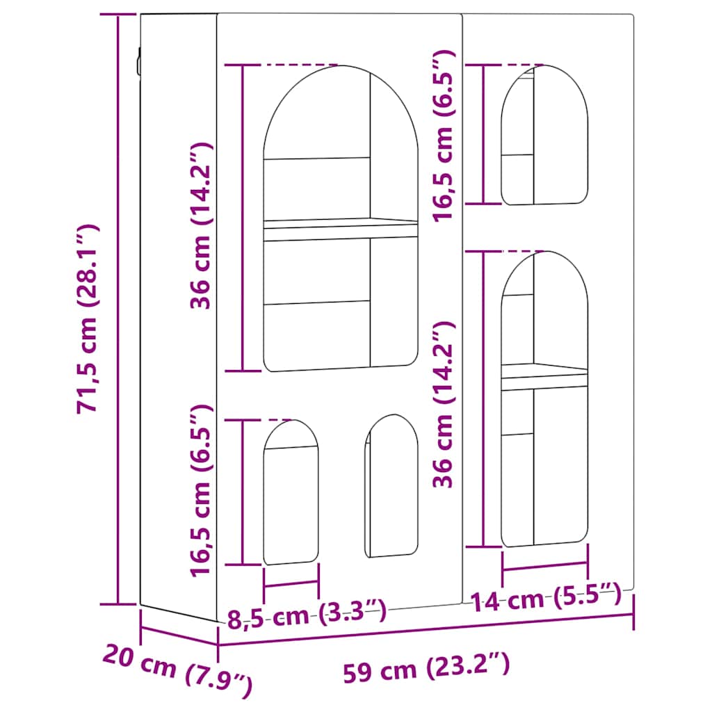 Hängeschrank Beton Grau 59 x 20 x 71,5 cm Holzwerkstoff
