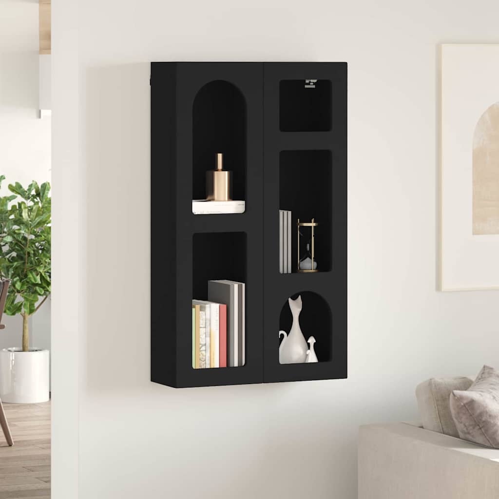 Hängeschrank mit Regal Schwarz 59 x 20 x 100 cm Holzwerkstoff