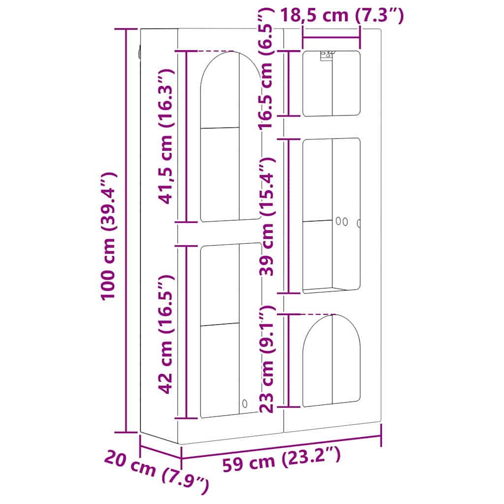 Hängeschrank Graues Sonoma 59 x 20 x 100 cm Holzwerkstoff