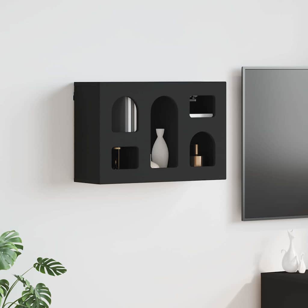 Hängeschrank mit Regal Schwarz 60 x 20 x 40 cm Holzwerkstoff