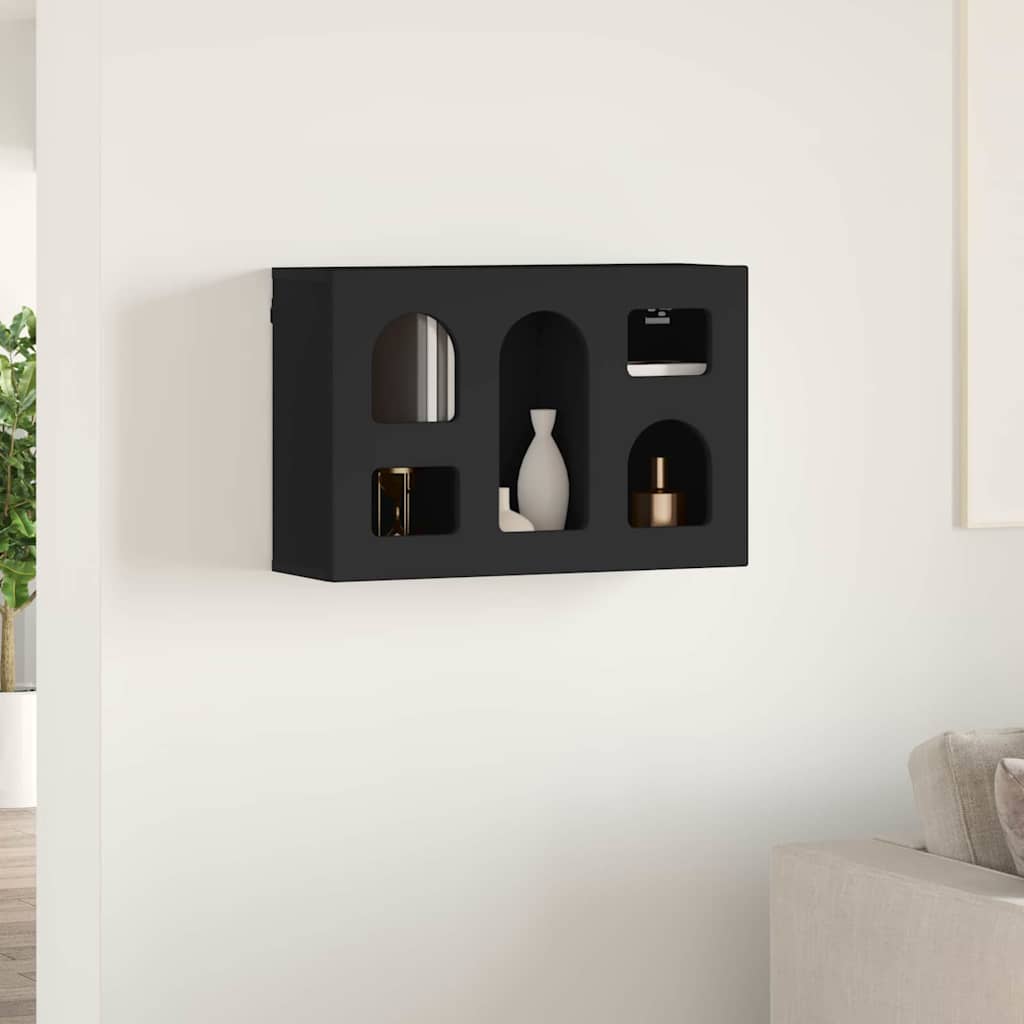 Hängeschrank mit Regal Schwarz 60 x 20 x 40 cm Holzwerkstoff