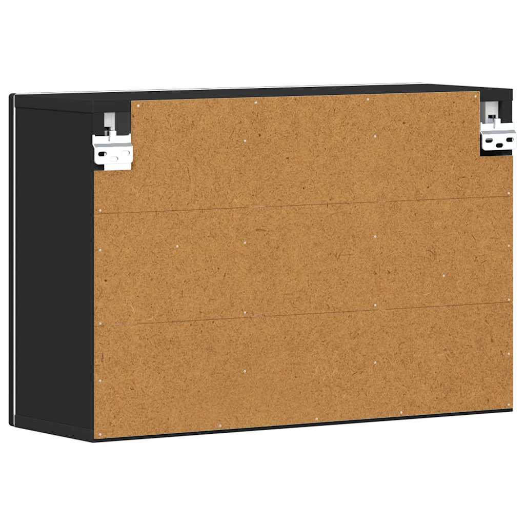 Hängeschrank mit Regal Schwarz 60 x 20 x 40 cm Holzwerkstoff