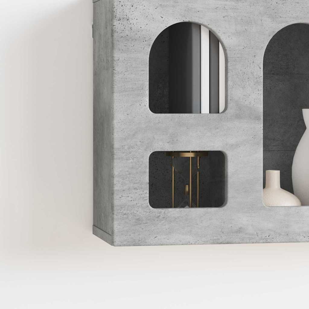 Hängeschrank mit Regal Beton Grau 60 x 20 x 40 cm Holzwerkstoff