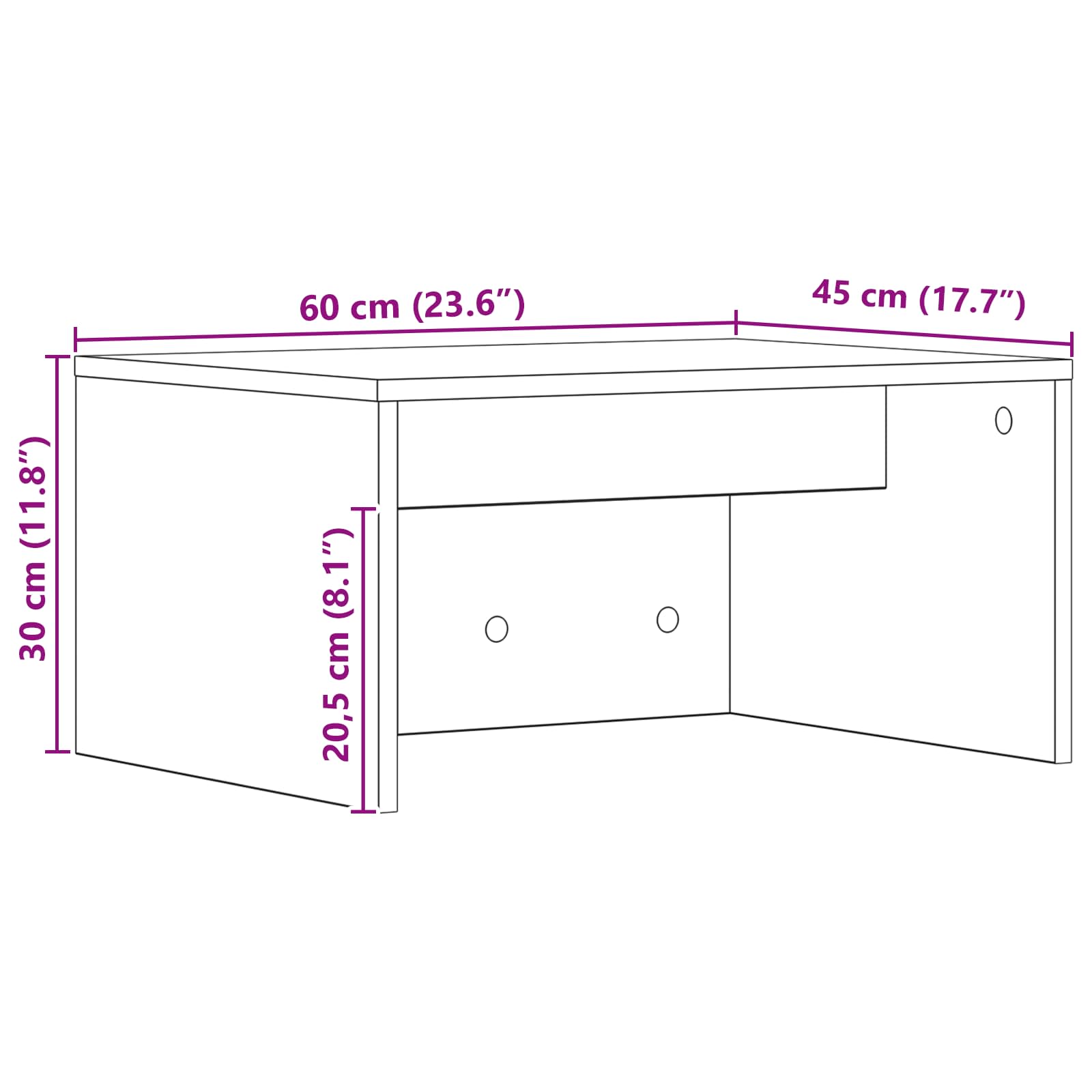 Wandtisch Artisan-Eiche 60 x 45 x 30 cm Holzwerkstoff