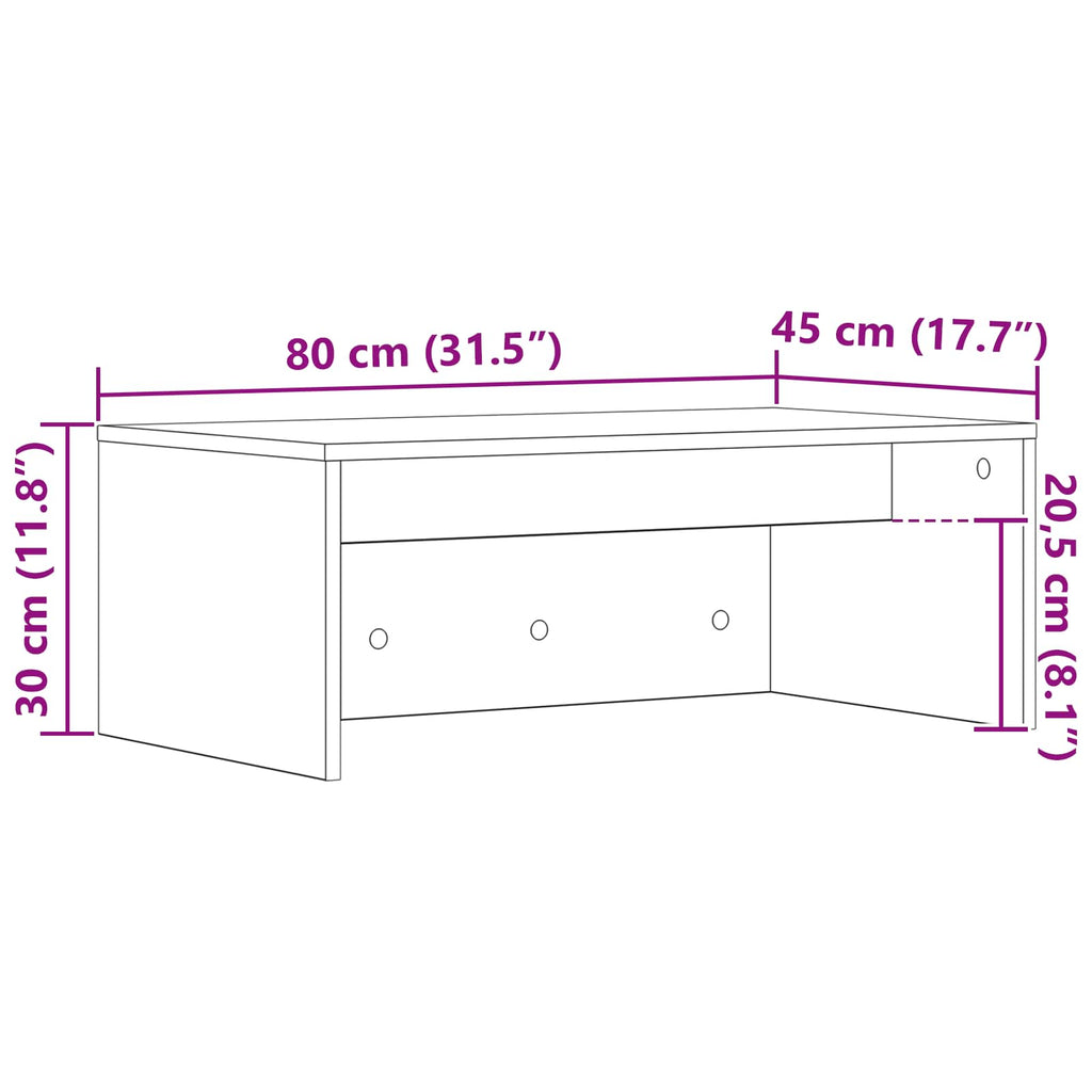 Wandtisch Graues Sonoma 80 x 45 x 30 cm Holzwerkstoff
