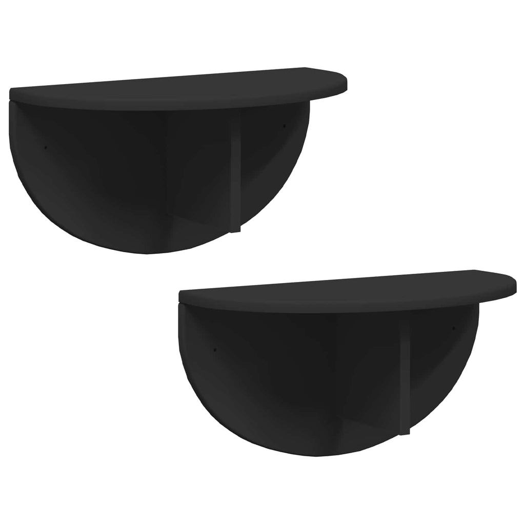 Wandregal 2 pcs Schwarz 48 x 24 x 24 cm Holzwerkstoff