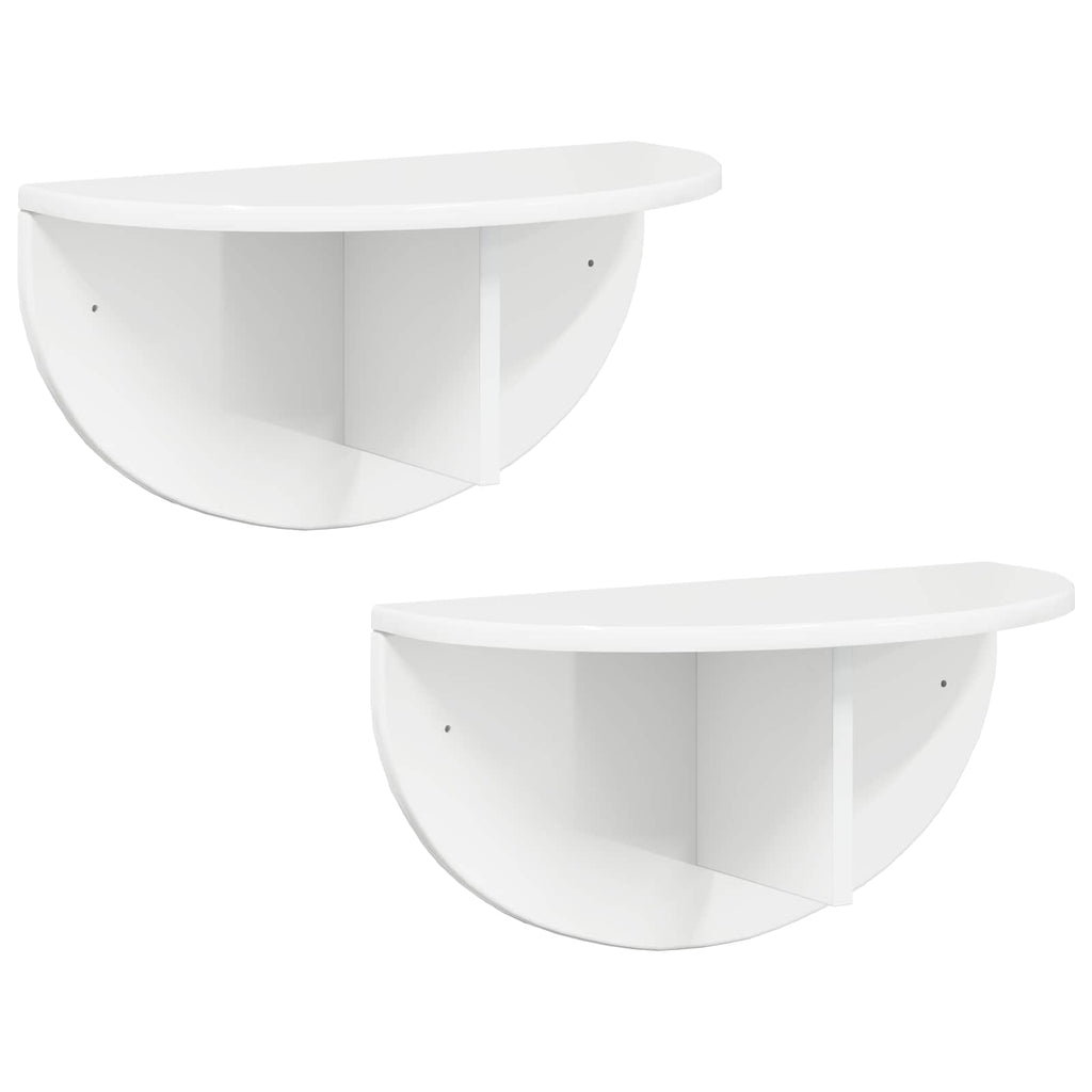 Wandregal 2 pcs Hochglanz Weiß 48 x 24 x 24 cm Holzwerkstoff