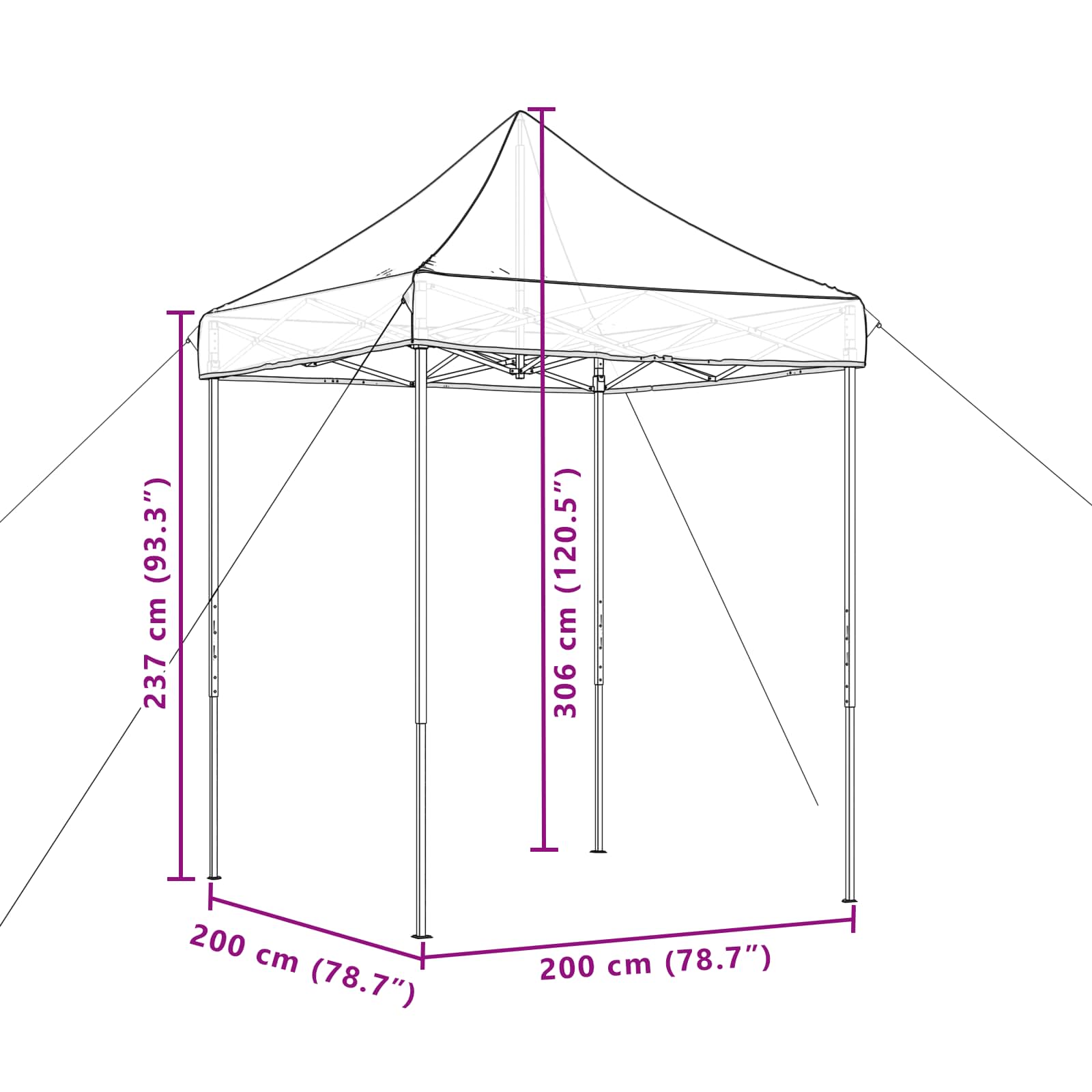 Party-Zelt Bordeauxrot 200 x 200 x 306 cm Oxford-Stoff