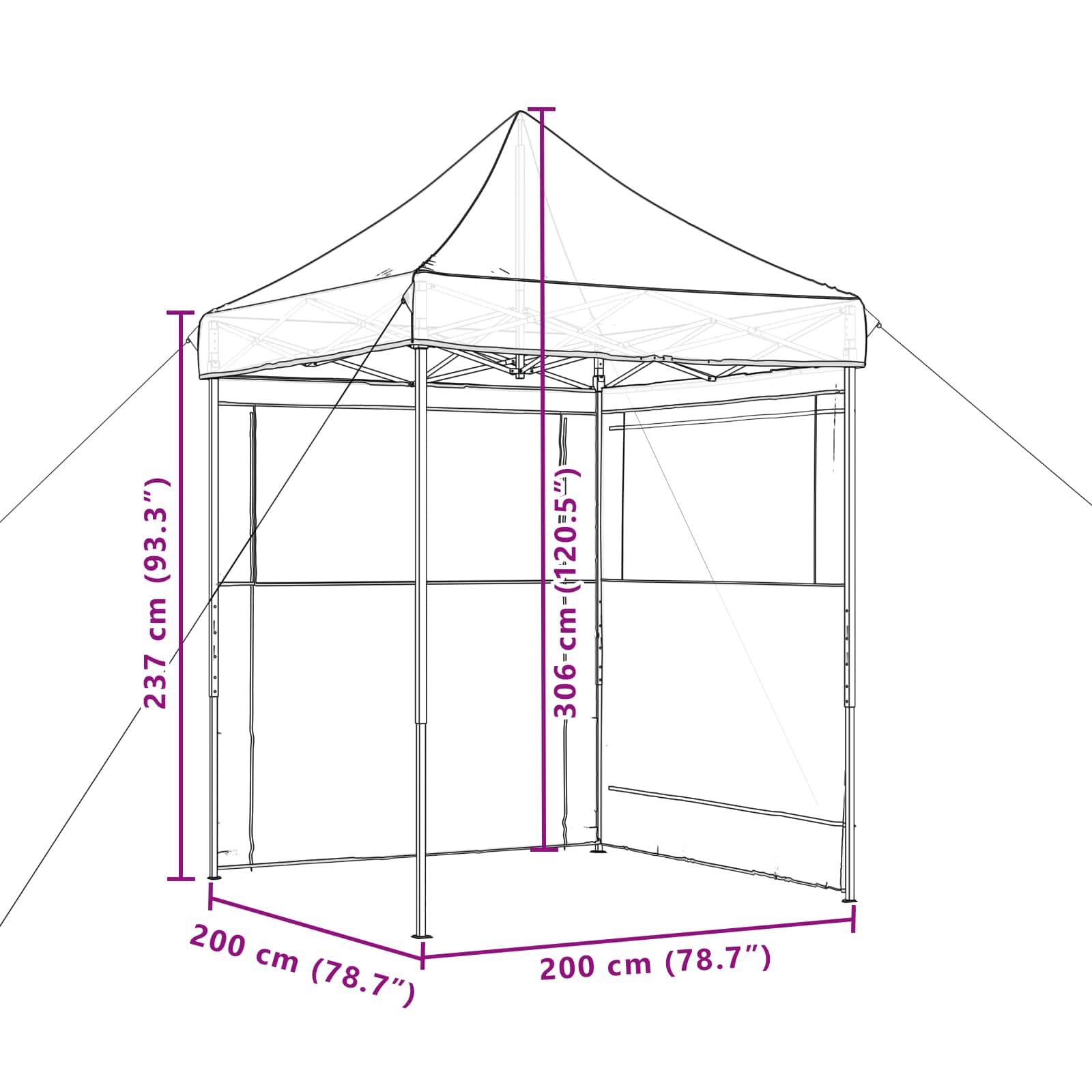 Party-Zelt Bordeauxrot 200 x 200 x 306 cm Oxford-Stoff