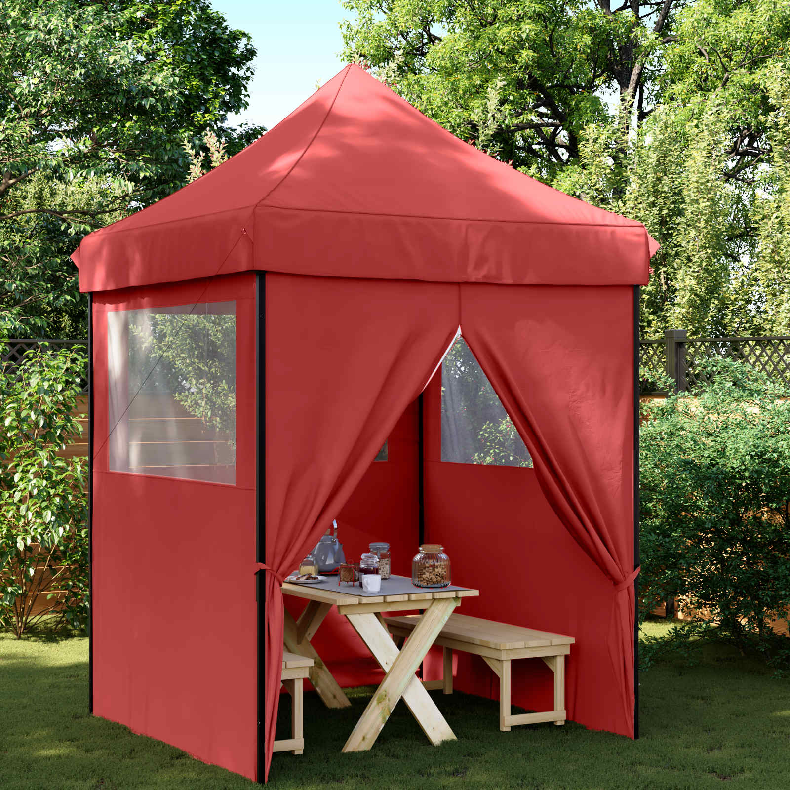 Party-Zelt Bordeauxrot 200 x 200 x 306 cm Oxford-Stoff