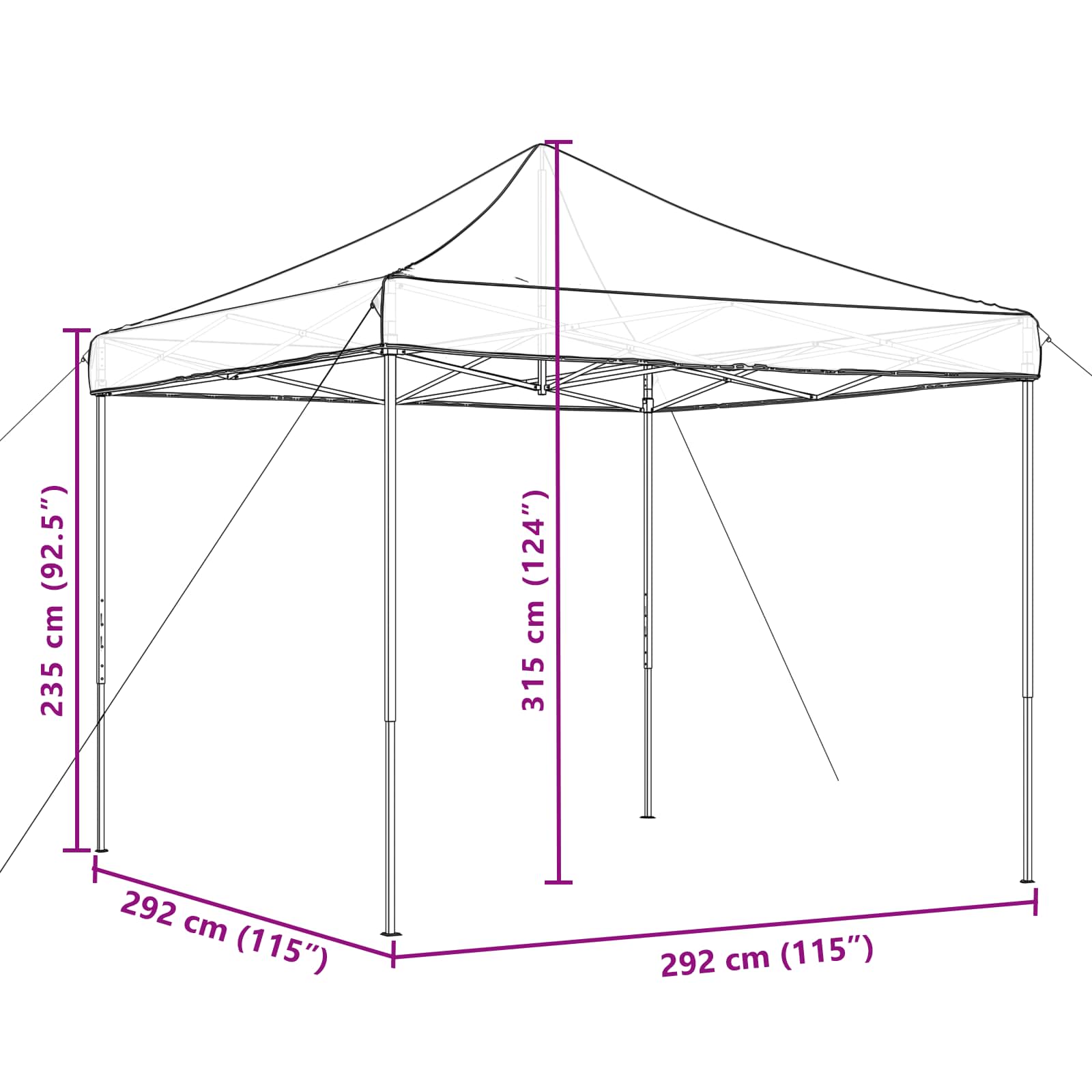 Party-Zelt Bordeauxrot 292 x 292 x 315 cm Oxford-Stoff