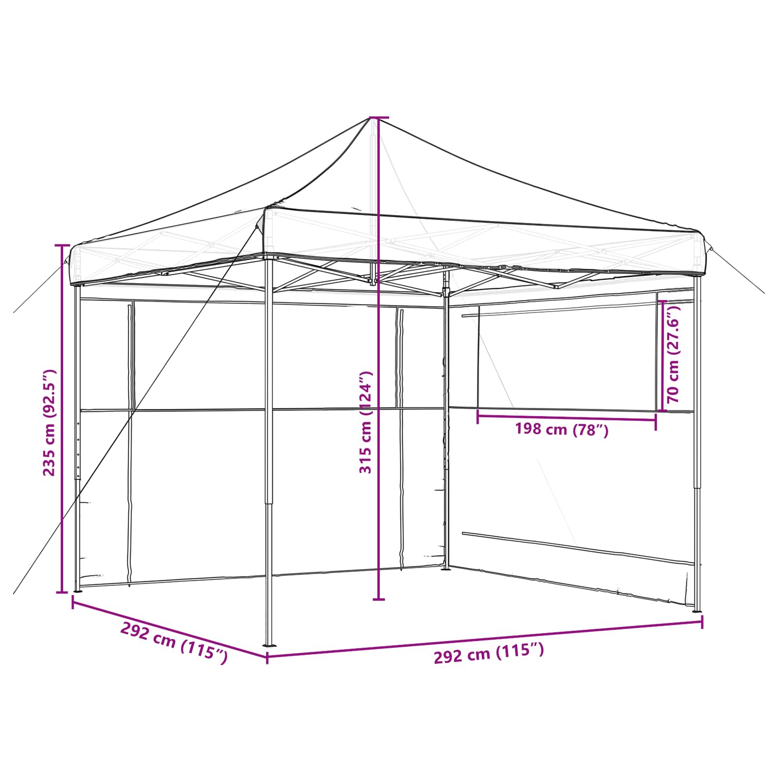 Party-Zelt Bordeauxrot 292 x 292 x 315 cm Oxford-Stoff