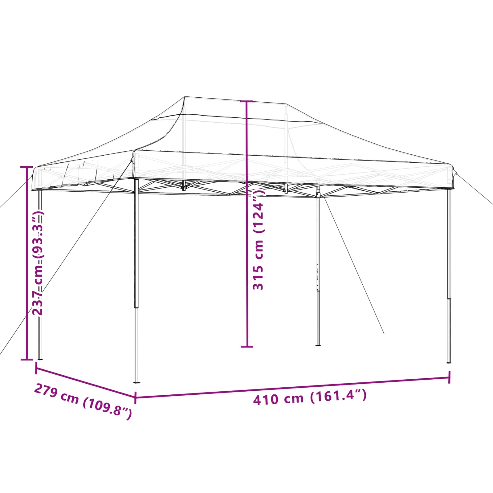 Party-Zelt Braun 279 x 410 x 315 cm Oxford-Stoff