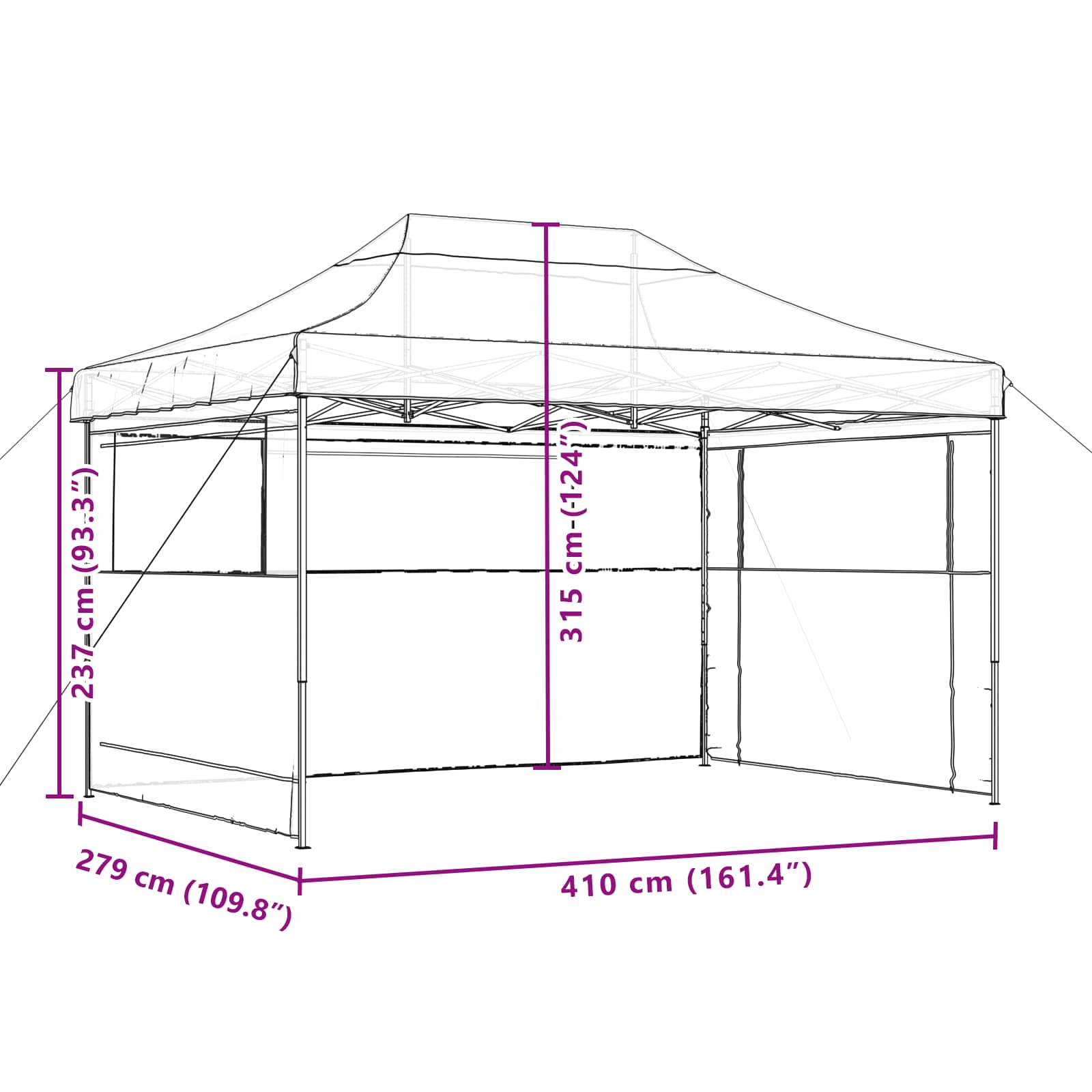 Party-Zelt Bordeauxrot 279 x 410 x 315 cm Oxford-Stoff