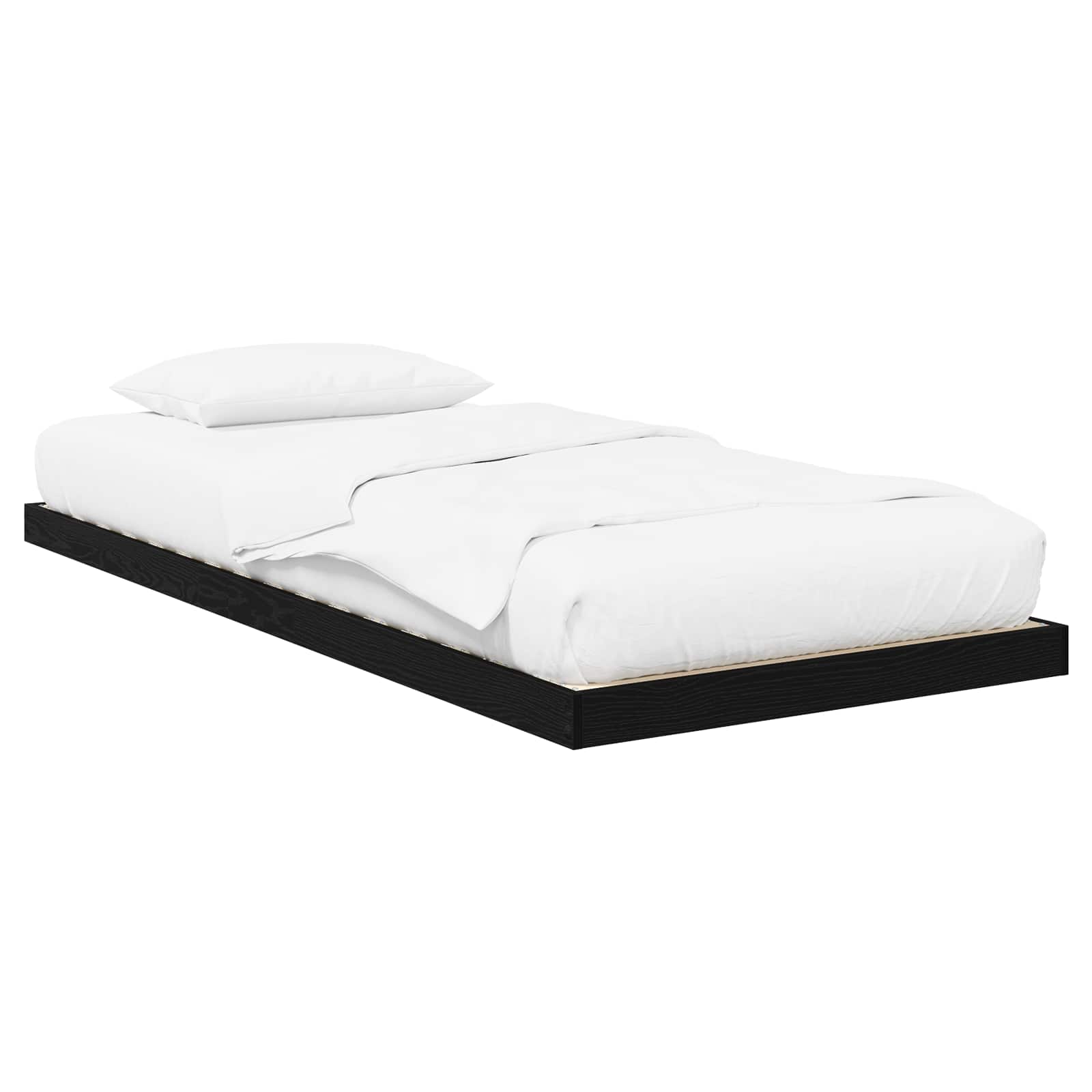 Bodenbettrahmen Schwarz Eichen-Optik 75 x 190 cm Holzwerkstoff