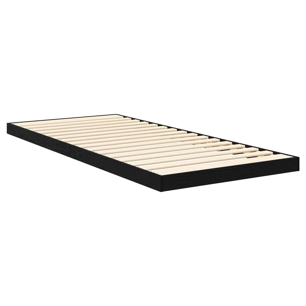 Bodenbettrahmen Schwarz Eichen-Optik 75 x 190 cm Holzwerkstoff