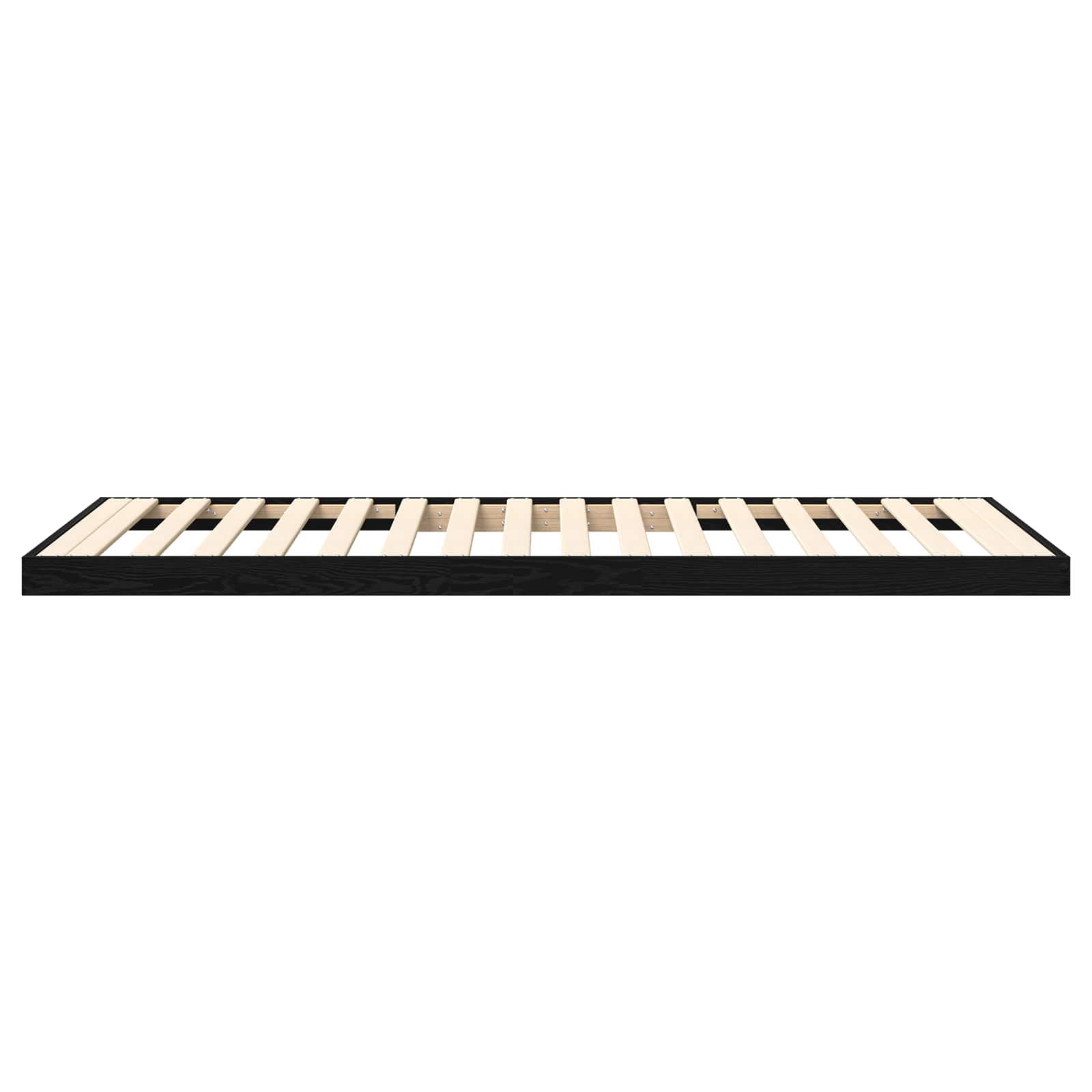 Bodenbettrahmen Schwarz Eichen-Optik 90 x 190 cm Holzwerkstoff