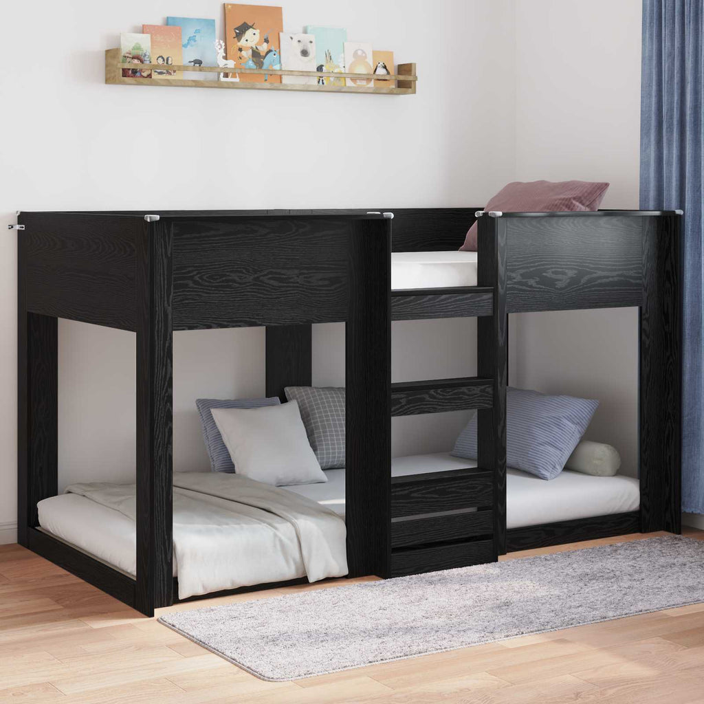 Bodenbettrahmen Schwarz Eichen-Optik 80 x 200 cm Holzwerkstoff